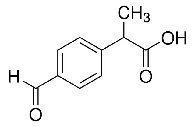 (2RS)-2-(4-FORMYLPHENYL)PROPANOIC ACID structure, CAS 43153-07-7