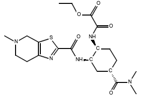 2-(((1S,2R,4S)-4-(dimethylcarbamoyl)-2-(5-methyl-4,5,6,7-tetrahydrothiazolo[5,4-c]pyridine-2-carboxamido)cyclohexyl)amino)-2-oxoacetic acid structure, CAS 767625-11-6