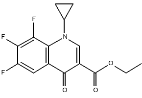 1-cyclopropyl-6,7,8-trifluoro-1,4-dihydro-4-oxo-3-quinoline carboxylic acid ethyl ester structure, CAS 94242-51-0