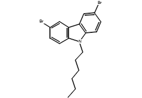 3,6-DibroMo-9-hexyl-9H-carbazole structure, CAS 150623-72-6