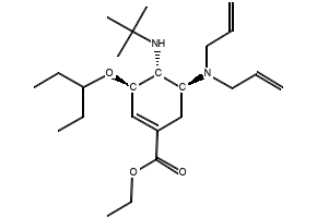 (3R,4R,5S)-ethyl 4-acetamido-5-(diallylamino)-3-(pentan-3-yloxy)cyclohex-1-enecarboxylate HCL structure, CAS 757965-02-9
