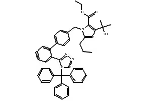 diethyl 2-propyl-1-((2'-(1-trityl-1H-tetrazol-5-yl)-[1,1'-biphenyl]-4-yl)methyl)-1H-imidazole-4,5-dicarboxylate structure, CAS 144690-53-9