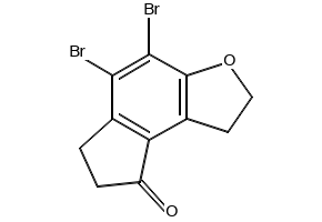 4,5-Dibromo-1,2,6,7-tertahydro-8H-indeno[5,4-b]furan-8-one structure, CAS 196597-77-0