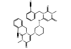 (R)-N-(1-(3-(2-cyano-5-fluorobenzyl)-1-methyl-2,6-dioxo- 1,2,3,6-tetrahydropyrimidin-4-yl)piperidin-3-yl)formamide structure, CAS 2087874-91-5