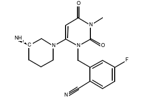 (R)-2-((6-(3-((3-(2-cyano-5-fluorobenzyl)-1-methyl-2,6-dioxo-1,2,3,6-tetrahydropyrimidin-4-yl)amino)piperidin-1-yl)-3-methyl-2,4-dioxo-3,4-dihydropyrimidin-1(2H)-yl)methyl)-4-fluorobenzonitrile structure, CAS 1917324-13-0