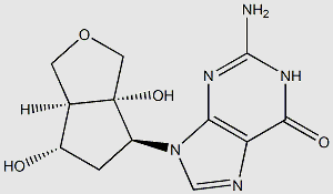 2-amino-9-((3aS,4S,6S,6aR)-3a,6-dihydroxyhexahydro-1H-cyclopenta[c]furan-4-yl)-1,9-dihydro-6H-purin-6-one structure, CAS 1984788-96-6
