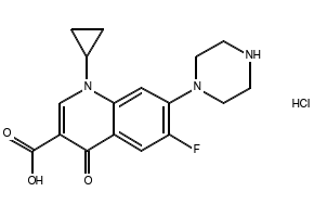 Ciprofloxacin HCl structure, CAS 93107-08-5