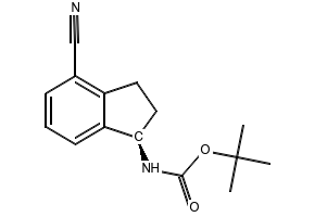(S)-tert-butyl (4-cyano-2,3-dihydro-1H-inden-1-yl)carbamate structure, CAS 1306763-30-3