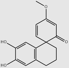 3,4-Dihydro-6,7-dihydroxy-4'-methoxyspiro[naphthalene-1(2H),1'-cyclohexane]-3',5'-dien-2'-one structure, CAS 91147-06-7