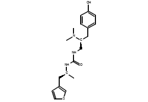 1-((S)-2-(dimethylamino)-3-(4-hydroxyphenyl)propyl)-3-((S)-1-(thiophen-3-yl)propan-2-yl)urea structure, CAS 1997387-43-5