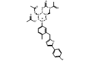 Tetra acetyl Canagliflozin structure, CAS 866607-35-4