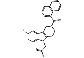 2-(2-(1-naphthoyl)-8-fluoro-1,2,3,4-tetrahydropyrido[4,3-b]indol-5-yl)acetic acid structure, CAS 866460-33-5