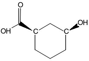 Cyclohexanecarboxylic acid, 3-hydroxy-, (1R,3S)- structure, CAS 21531-44-2