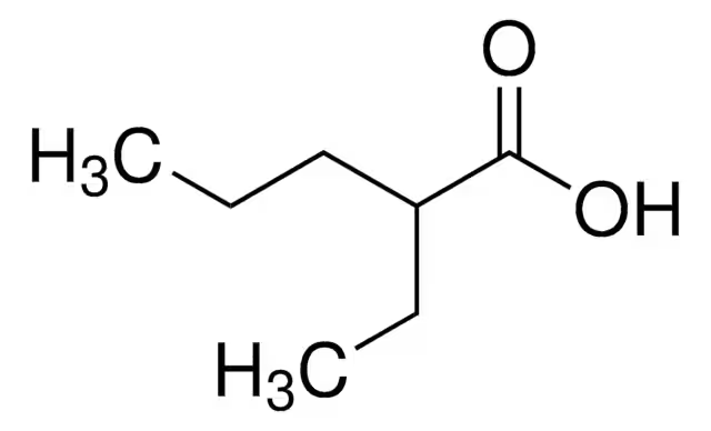 2-ethylpentanoic acid structure, CAS 20225-24-5