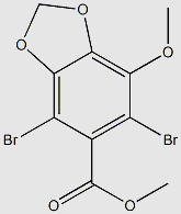 1,3-Benzodioxole-5-carboxylic acid, 4,6-dibromo-7-methoxy-, methyl ester structure, CAS 81474-48-8