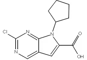 2-chloro-7-cyclopentyl-7H-pyrrolo[2,3-d]pyriMidine-6-carboxylic acid structure, CAS 1211443-58-1