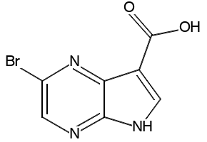 2-bromo-5H-pyrrolo[2,3-b]pyrazine-7-carboxylic acid structure, CAS 1422772-78-8