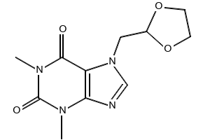 Doxofylline structure, CAS 69975-86-6