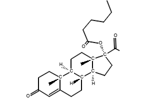 Hydroxyprogesterone caproate structure, CAS 630-56-8