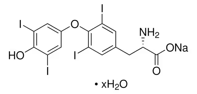 L-Thyroxine sodium salt pentahydrate structure, CAS 6106-07-6