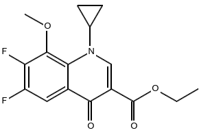 1-Cyclopropyl-6,7-difluoro-8-methoxy-4-oxo-1,4-dihydroquinoline-3-carboxylic acid ethyl ester structure, CAS 112811-71-9
