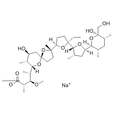 Monensin sodium structure, CAS 22373-78-0