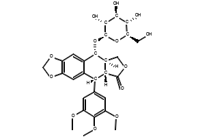 Podophyllotoxin structure, CAS 4354-76-1