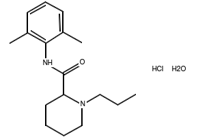 Ropivacaine hydrochloride structure, CAS 132112-35-7