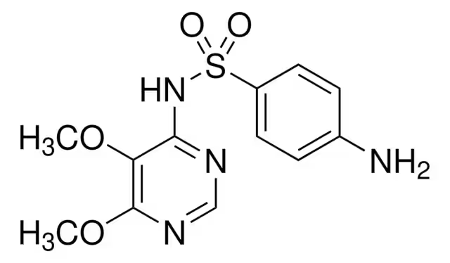 Sulfadoxine structure, CAS 2447-57-6