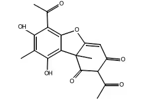 Usnic acid structure, CAS 125-46-2