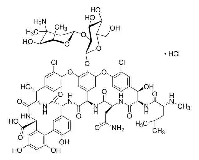 Vancomycin hydrochloride structure, CAS 1404-93-9