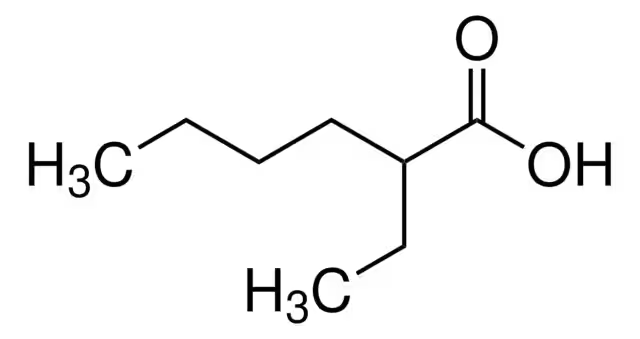 2-Ethylhexanoic acid structure, CAS 149-57-5