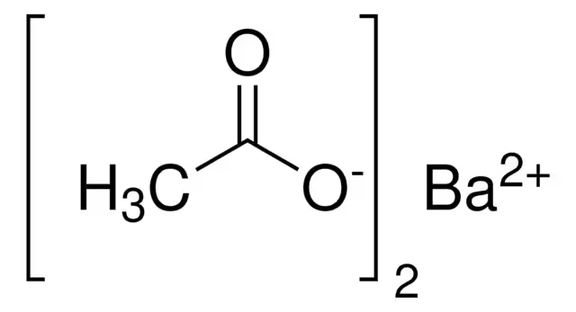 Barium acetate structure, CAS 543-80-6
