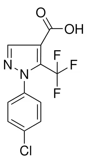2-(4-Chlorophenyl)-3-(trifluoromethyl)pyrazole-4-carboxylic acid structure, CAS 98534-80-6