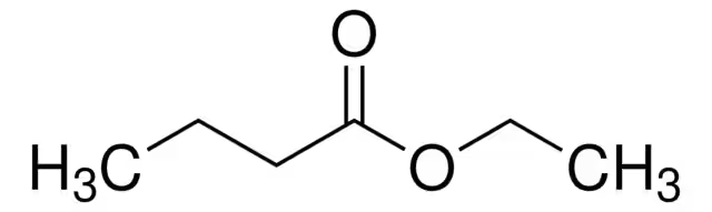 Ethyl butyrate structure, CAS 105-54-4