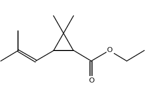 Ethyl chrysanthemumate structure, CAS 97-41-6