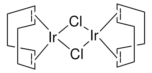 Iridium(I) cyclooctadiene chloride structure, CAS 12112-67-3