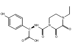 (R)-(-)-[[(4-Ethyl-2,3-dioxo-1-piperazinyl)carbonyl]amino]-4-hydroxybenzeneacetic acid structure, CAS 62893-24-7