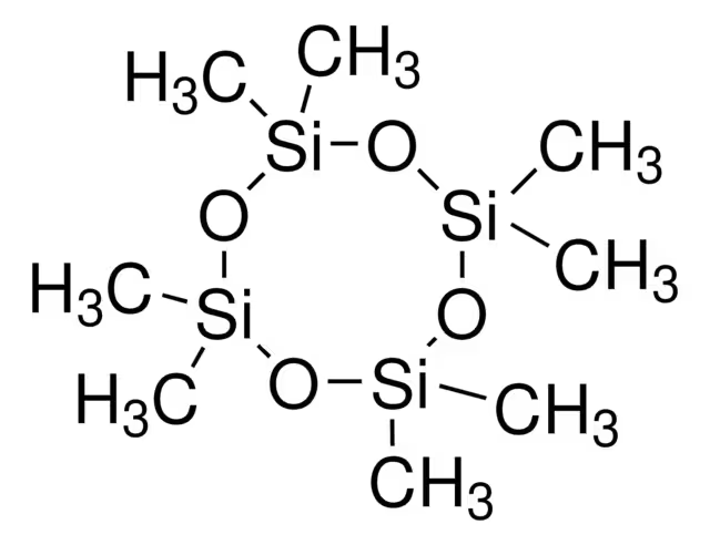 Octamethyl cyclotetrasiloxane structure, CAS 556-67-2