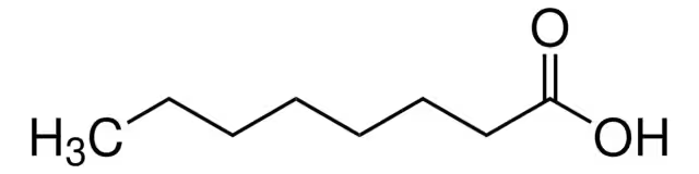 Octanoic acid structure, CAS 124-07-2