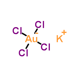 Potassium tetrachloroaurate(III) structure, CAS 13682-61-6