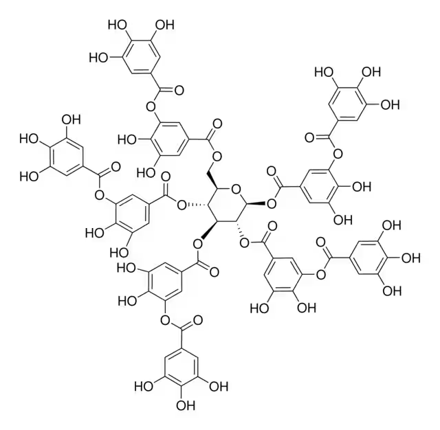 Tannic acid structure, CAS 1401-55-4