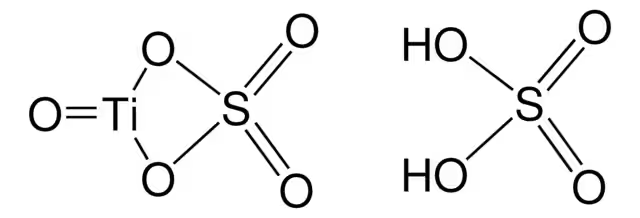 Titanium oxysulfate-sulfuric acid complex hydrate structure, CAS 123334-00-9