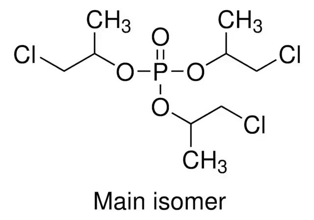 Tris(1-chloro-2-propyl) phosphate structure, CAS 13674-84-5