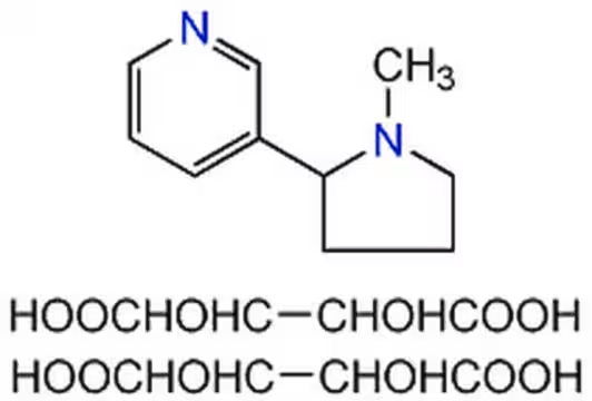 Nicotine ditartrate structure, CAS 65-31-6