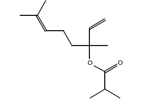 Linalyl isobutyrate structure, CAS 78-35-3