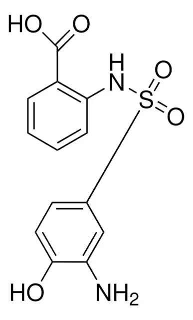 2-[[(3-Amino-4-hydroxyphenyl)sulphonyl]amino]benzoic acid structure, CAS 91-35-0
