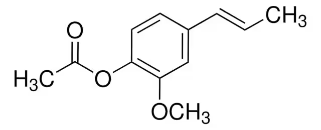 Isoeugenyl acetate structure, CAS 93-29-8
