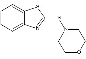 2-Benzothiazolyl-N-morpholinosulfide structure, CAS 102-77-2