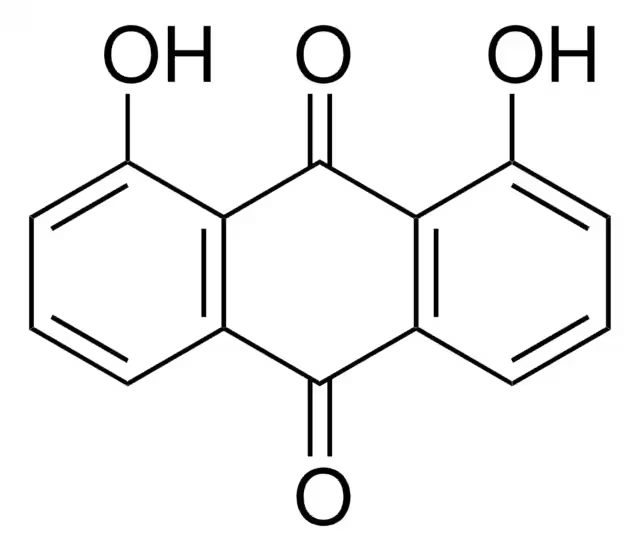 1,8-Dihydroxyanthraquinone structure, CAS 117-10-2